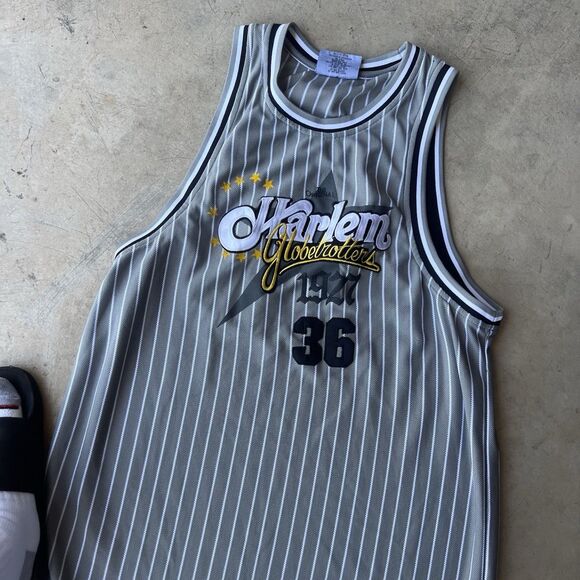 Harlem Globetrotters Jersey Mens XL Pinstripe 1927 Basketball Platinum FUBU NBA - Picture 3 of 5